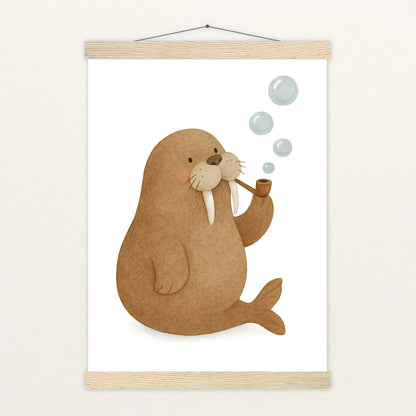 Wally das Walross - Motiv: "Blubbern" Poster mit Leisten von tinylearner