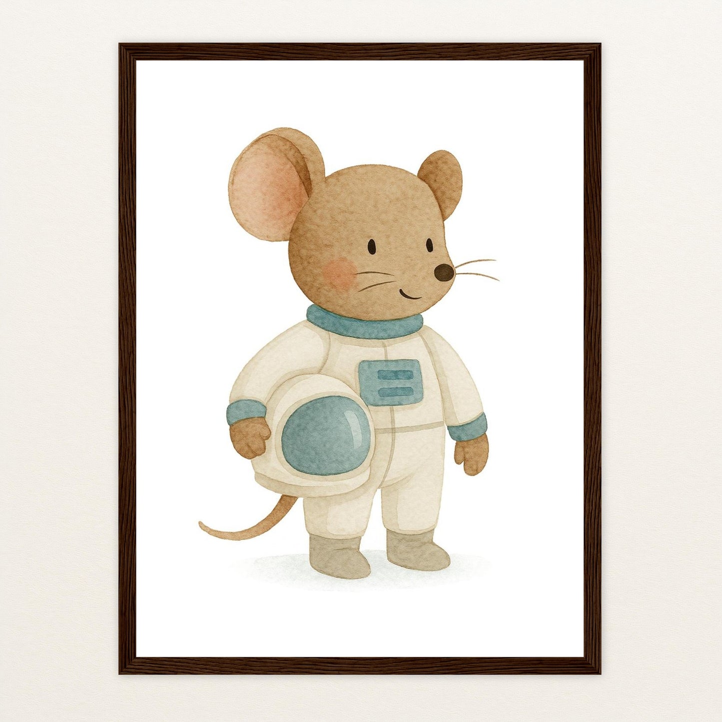 Mimi die Maus - Motiv: "Astronaut" Poster mit Holzrahmen von tinylearner