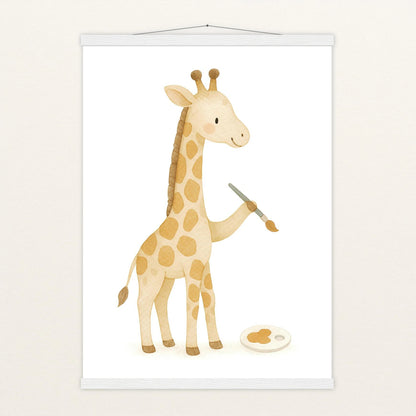 Greta die Giraffe - Motiv: "Malen" Poster mit Leisten von tinylearner