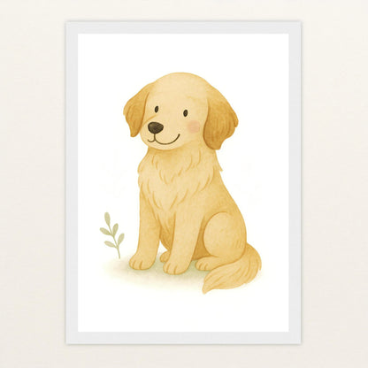 Hugo der Hund Poster mit Holzrahmen von tinylearner