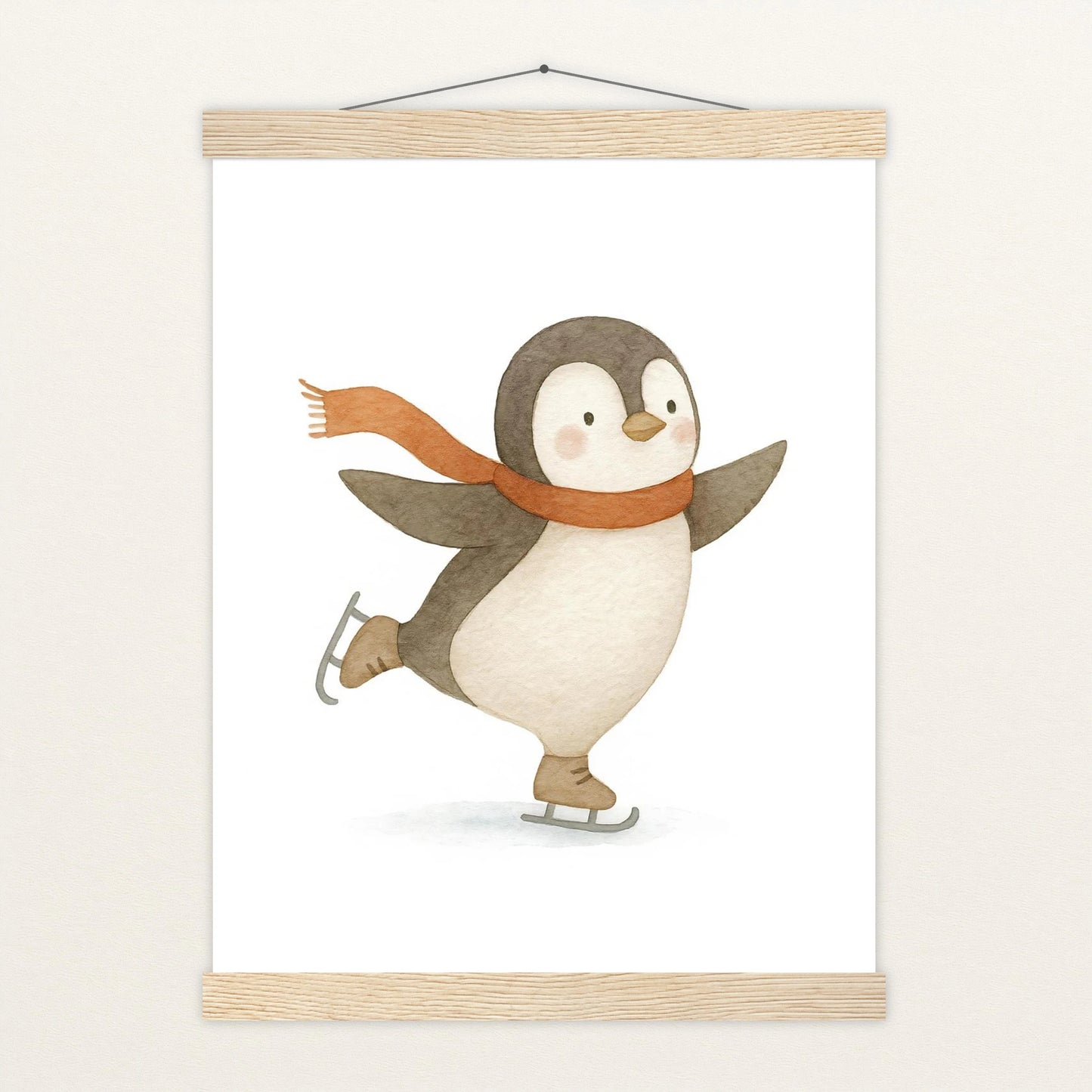 Pia der Pinguin - Motiv: "Eislaufen" Poster mit Leisten von tinylearner