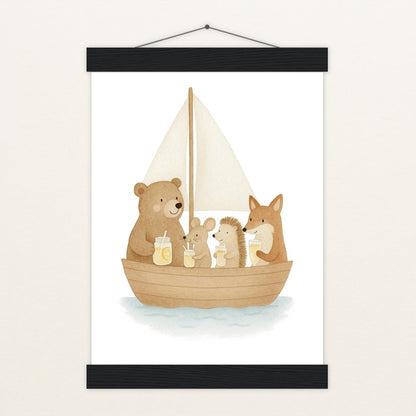 Tierfreunde - Motiv: "Segelschiff" Poster mit Leisten von tinylearner