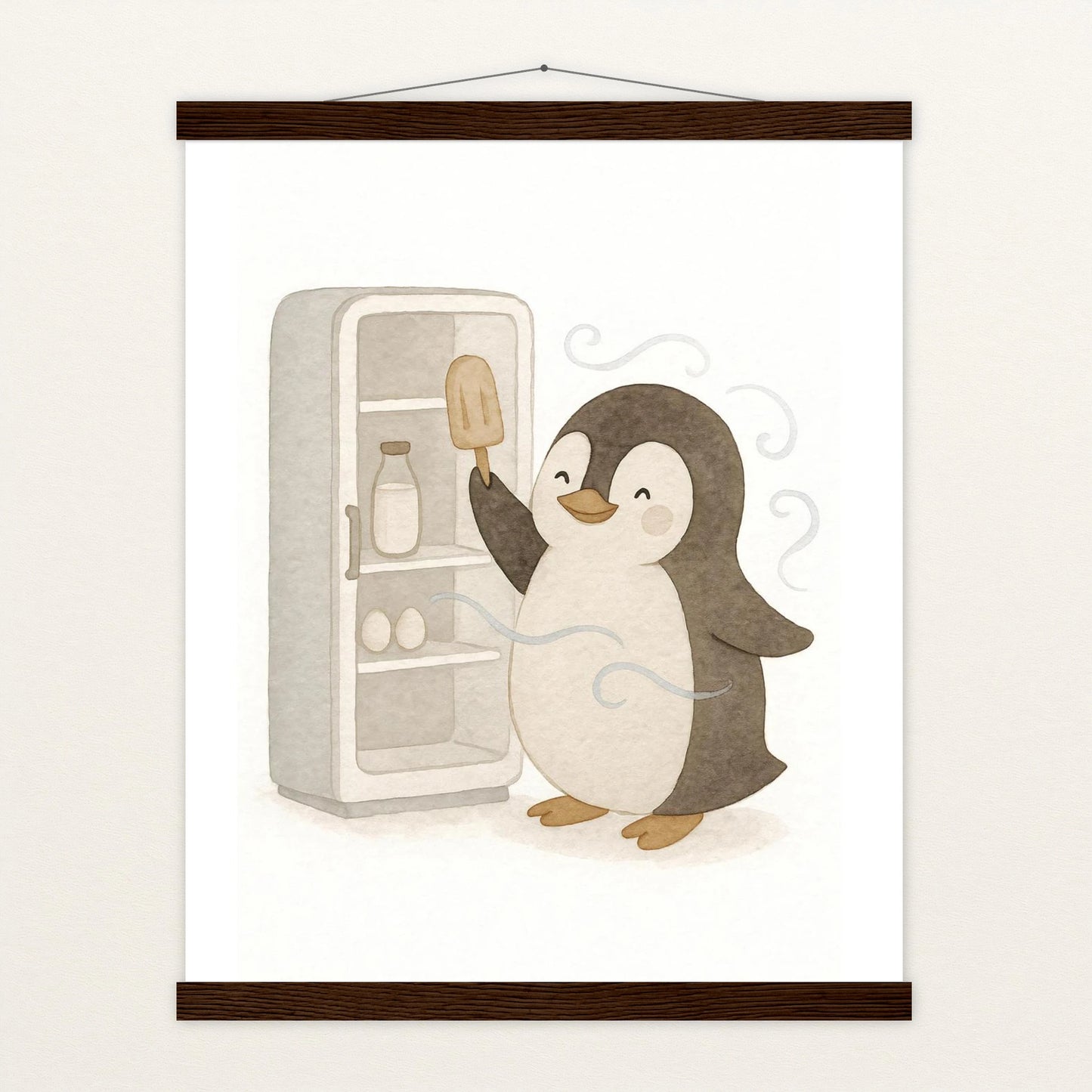 Pia der Pinguin - Motiv: "Eis" Poster mit Leisten von tinylearner