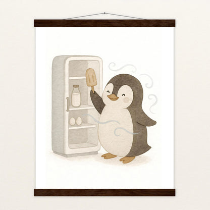Pia der Pinguin - Motiv: "Eis" Poster mit Leisten von tinylearner