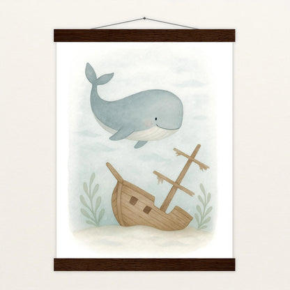 Willi der Wal - Motiv: "Schiffswrack" Poster mit Leisten von tinylearner