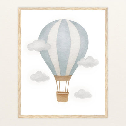 Heißluftballon Poster mit Holzrahmen von tinylearner