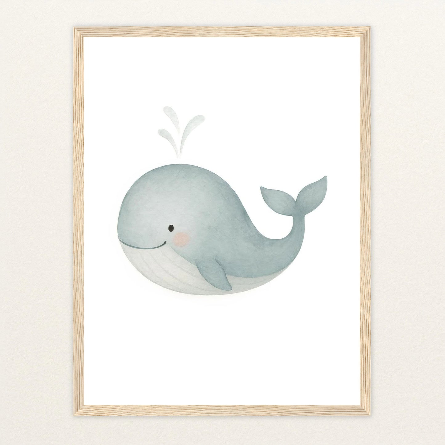 Willi der Wal Poster mit Holzrahmen von tinylearner