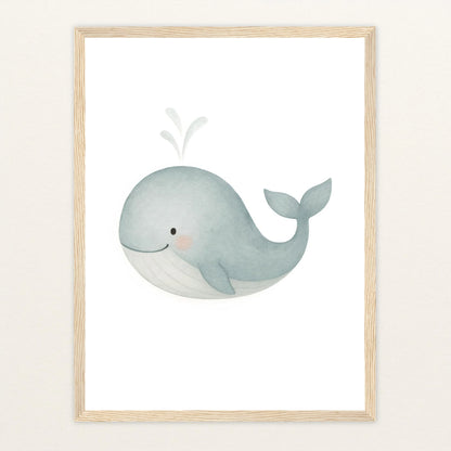 Willi der Wal Poster mit Holzrahmen von tinylearner