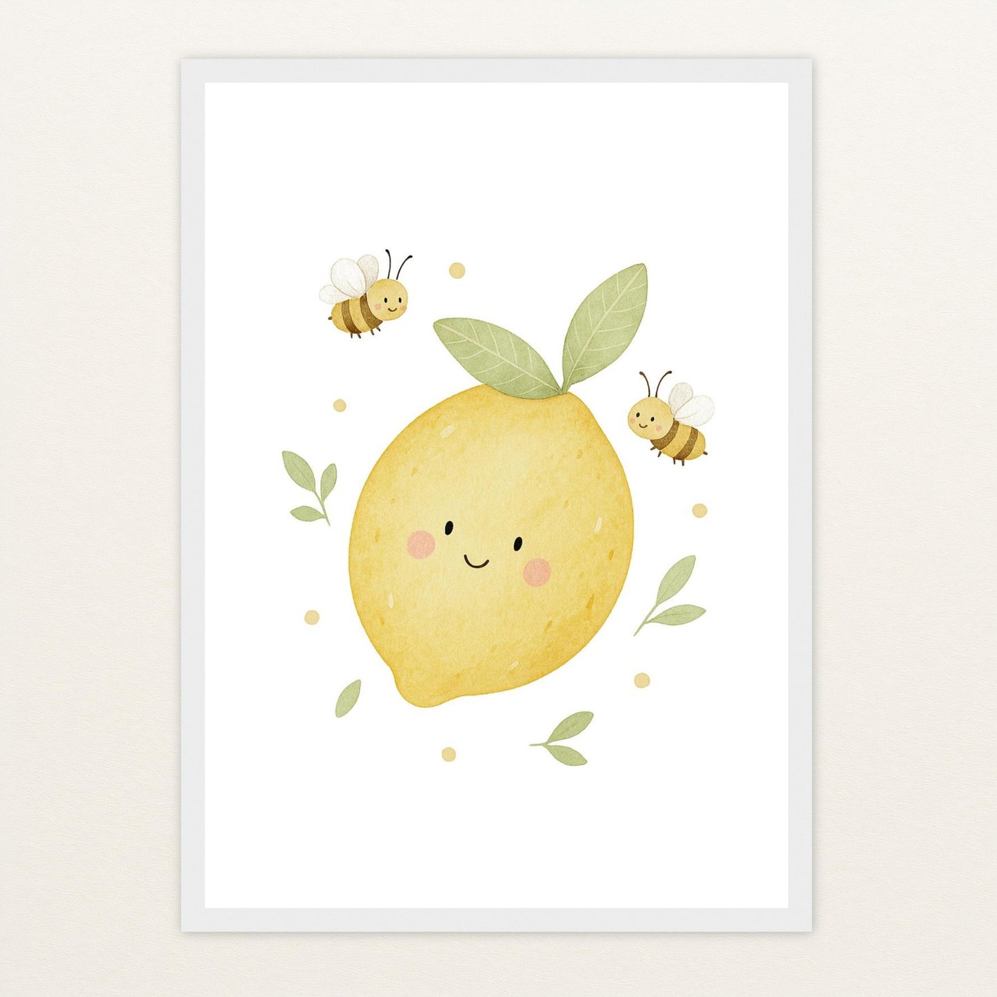 Obst: Zitrone Poster mit Holzrahmen von tinylearner