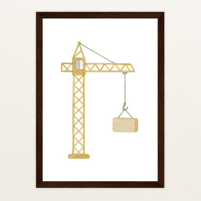 Kran Poster mit Holzrahmen von tinylearner