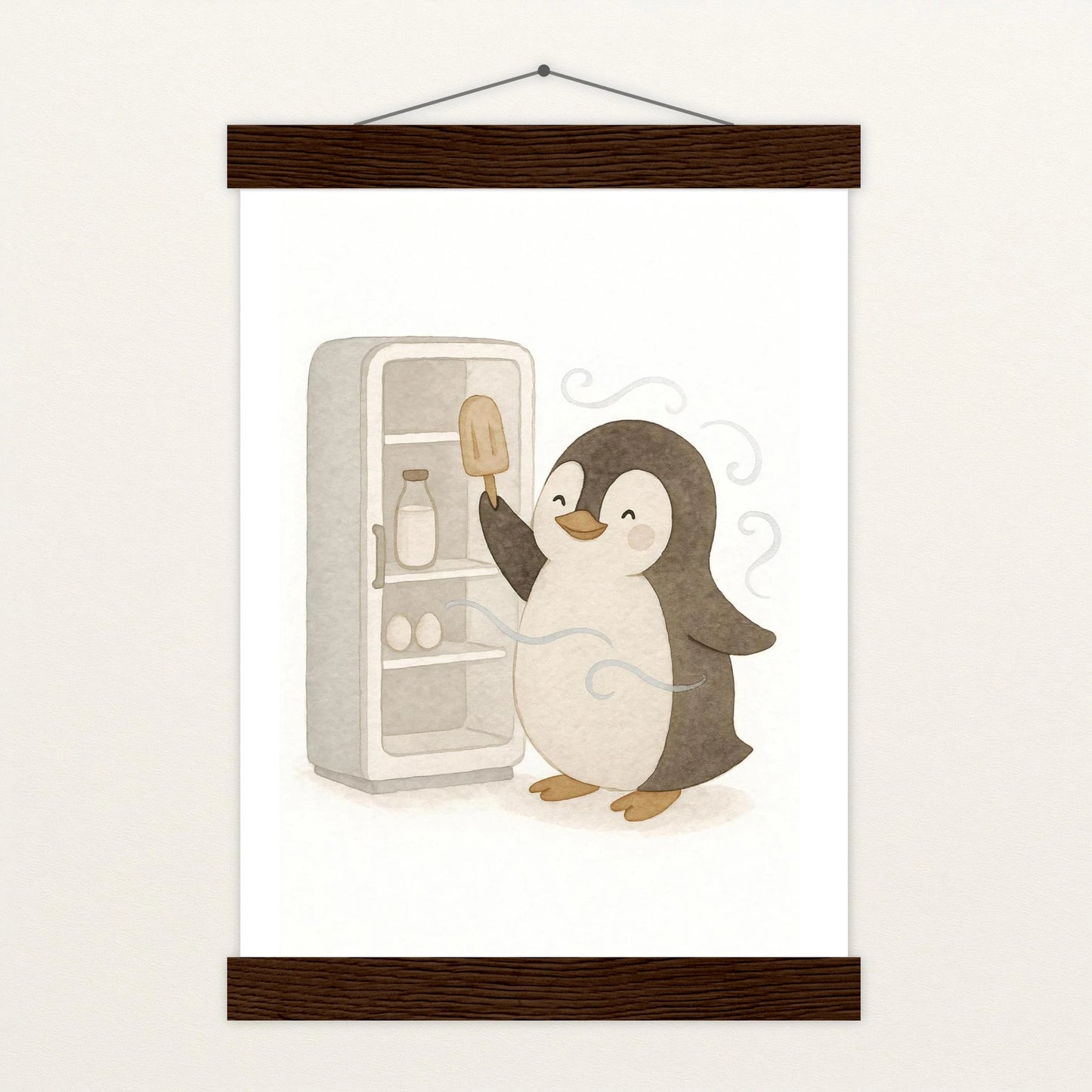 Pia der Pinguin - Motiv: "Eis" Poster mit Leisten von tinylearner
