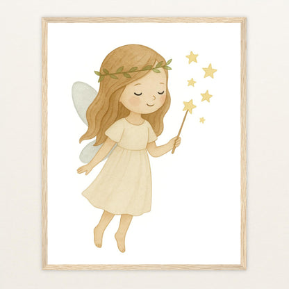 Fina die Fee Poster mit Holzrahmen von tinylearner