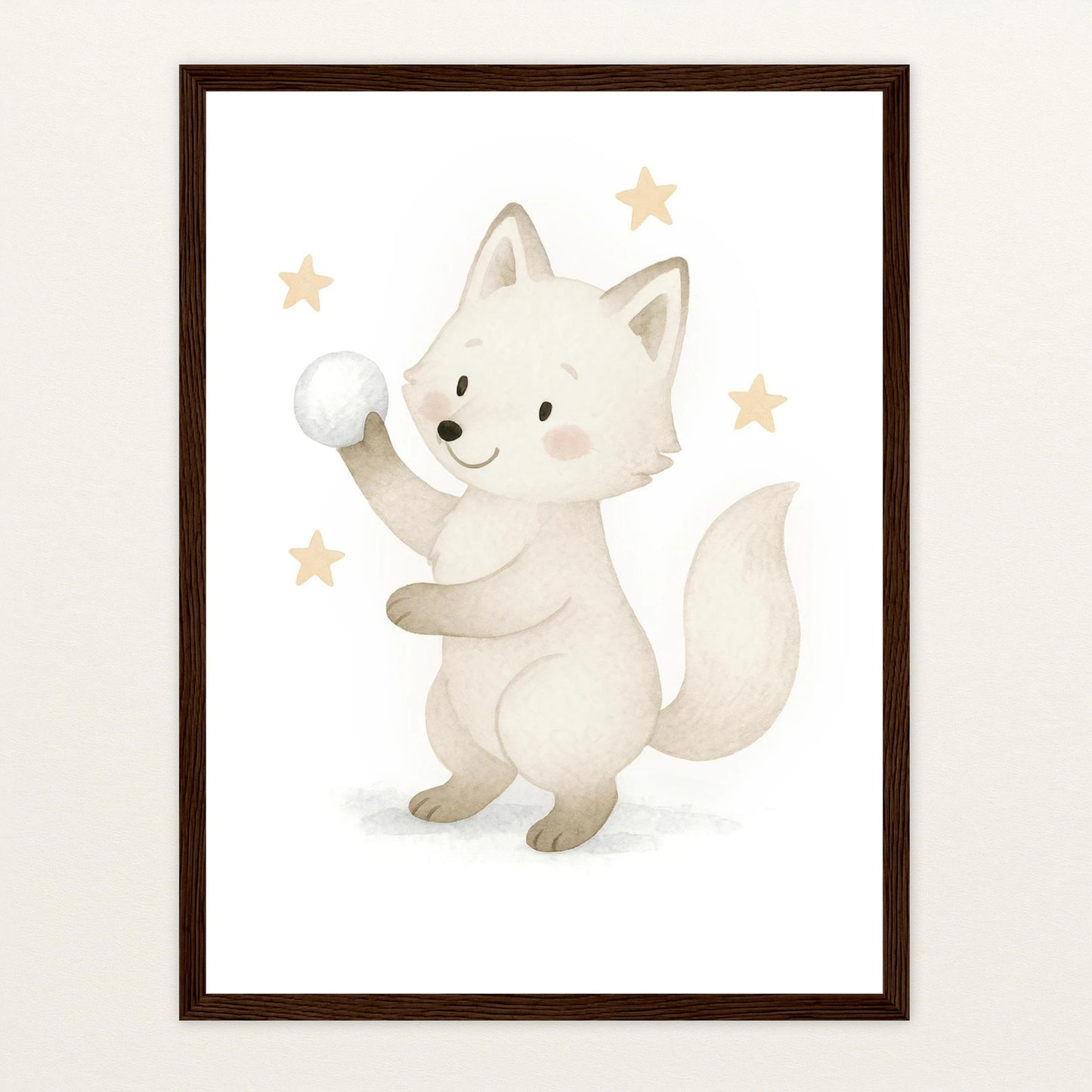 Pino der Polarfuchs - Motiv: "Schneeball" Poster mit Holzrahmen von tinylearner