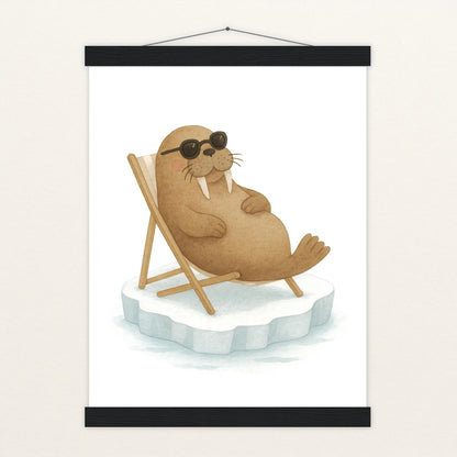 Wally das Walross - Motiv: "Liegestuhl" Poster mit Leisten von tinylearner
