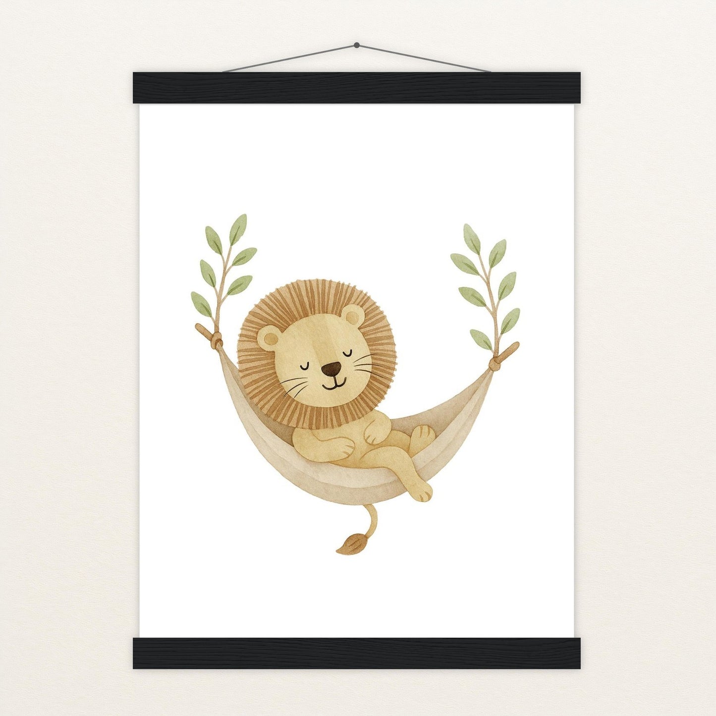 Leo der Löwe - Motiv: "Hängematte" Poster mit Leisten von tinylearner