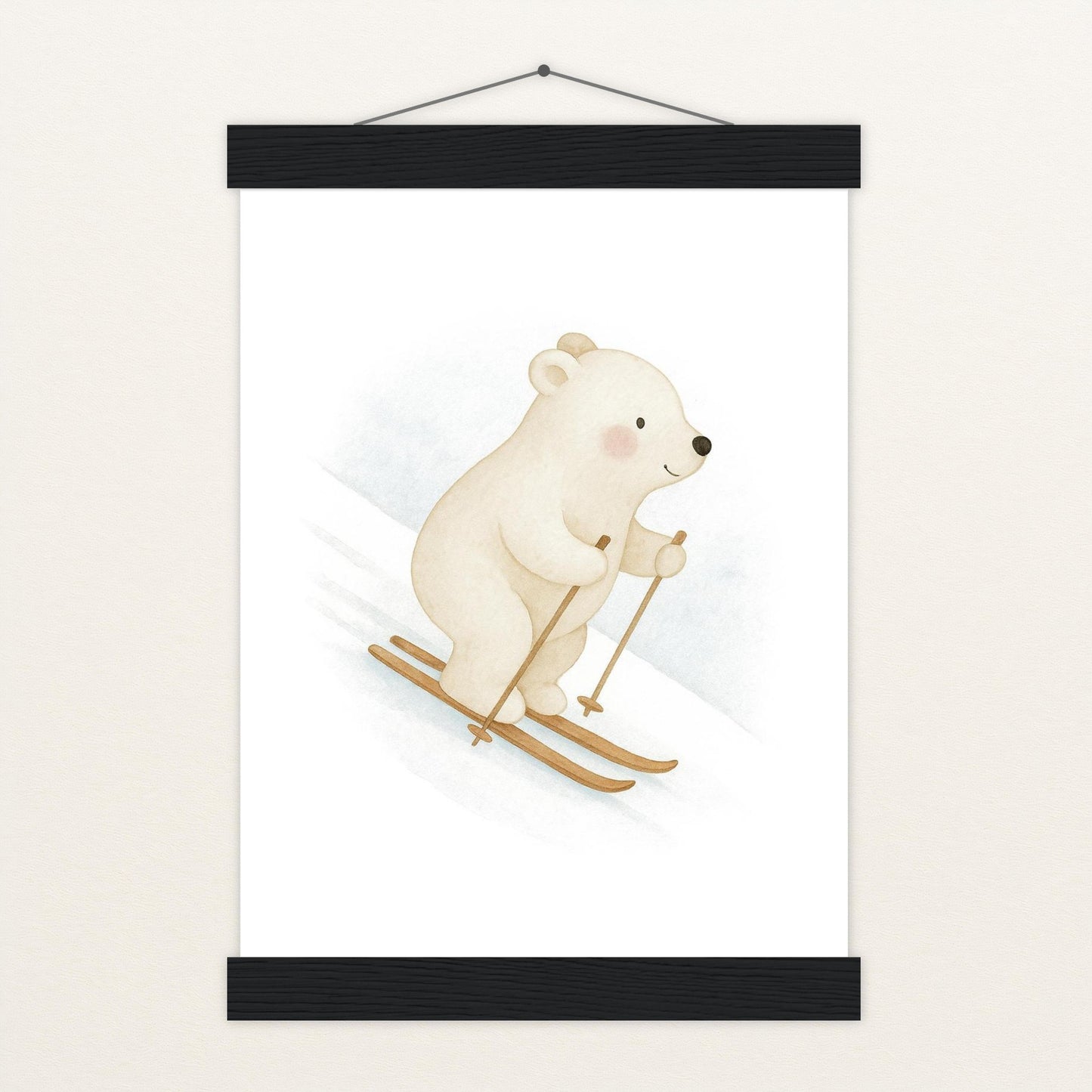 Pummel der Polarbär - Motiv: "Ski" Poster mit Leisten von tinylearner