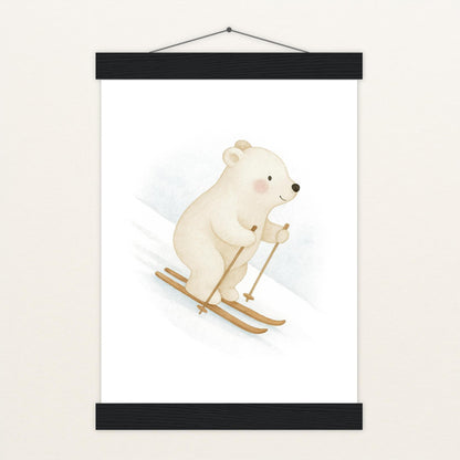 Pummel der Polarbär - Motiv: "Ski" Poster mit Leisten von tinylearner