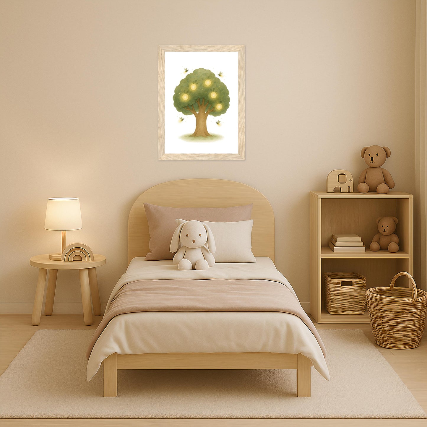 Leuchtbaum Poster mit Holzrahmen von tinylearner