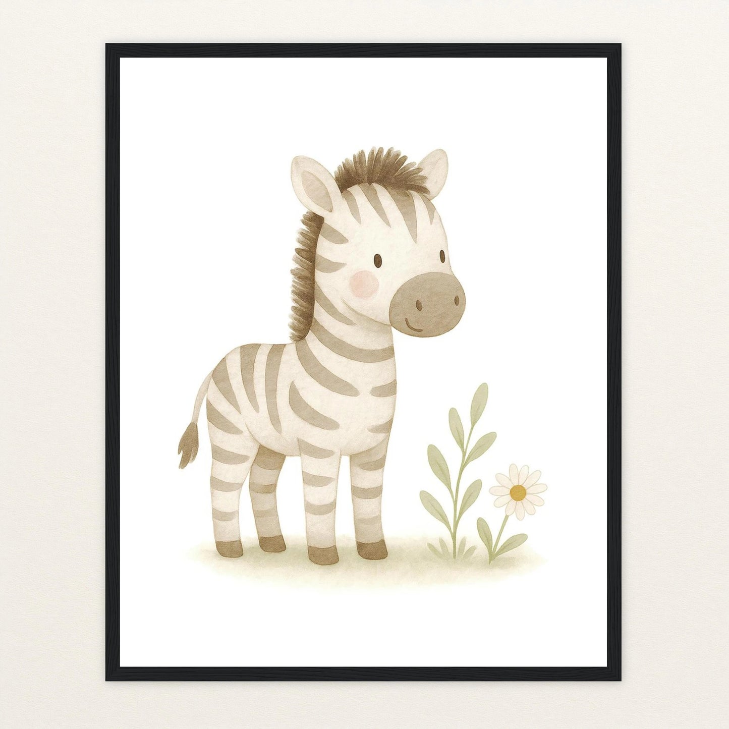 Zinni das Zebra Poster mit Holzrahmen von tinylearner
