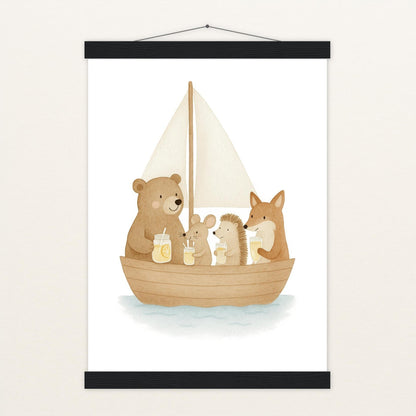 Tierfreunde - Motiv: "Segelschiff" Poster mit Leisten von tinylearner