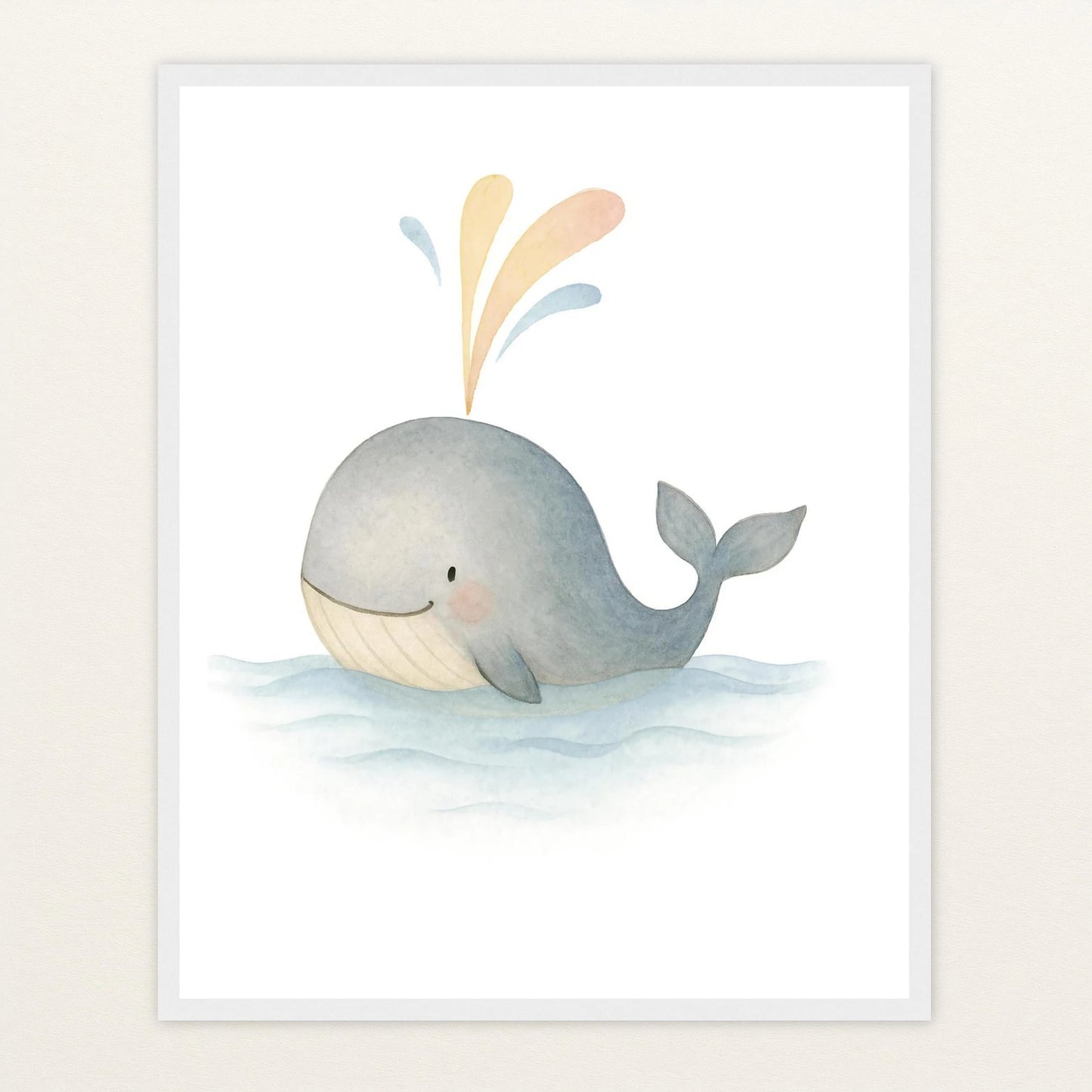 Willi der Wal - Motiv: "Freude" Poster mit Holzrahmen von tinylearner