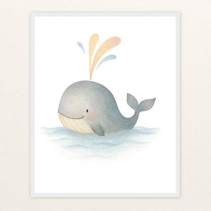 Willi der Wal - Motiv: "Freude" Poster mit Holzrahmen von tinylearner