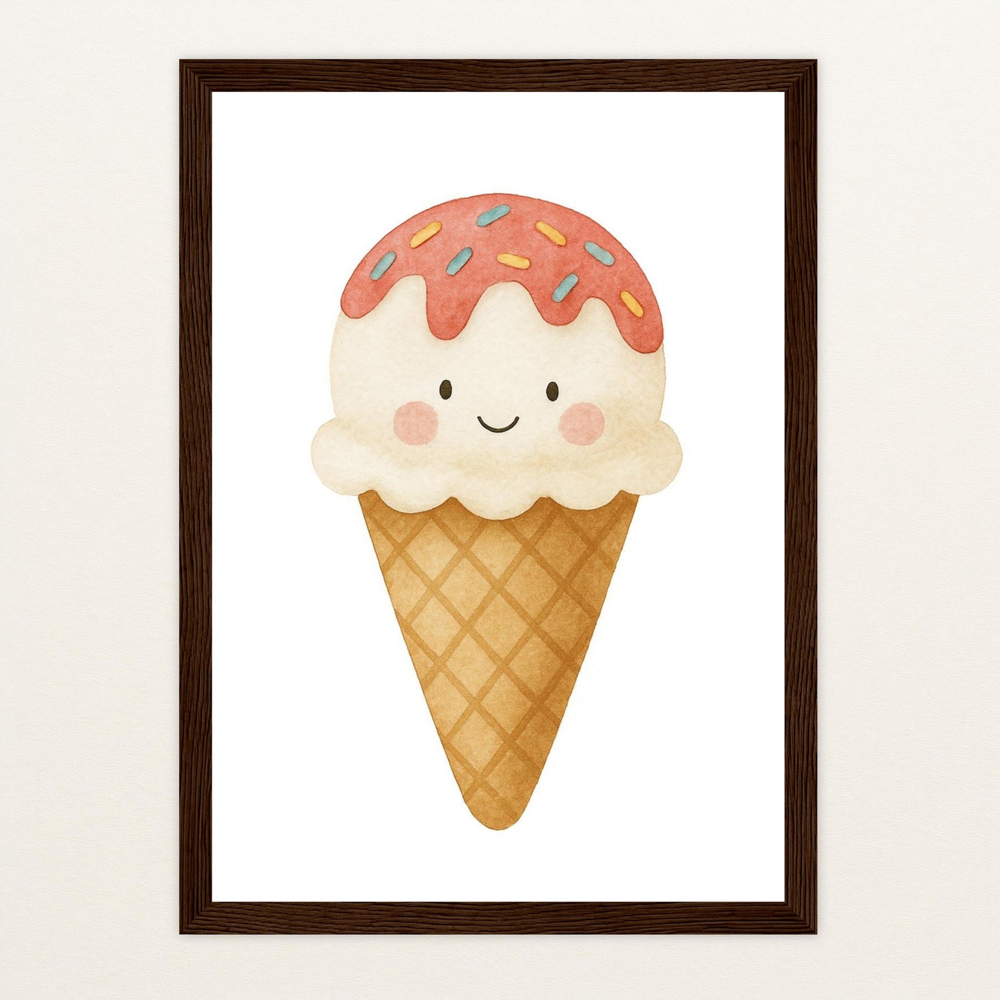Süßes: Eiscreme Poster mit Holzrahmen von tinylearner