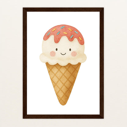 Süßes: Eiscreme Poster mit Holzrahmen von tinylearner