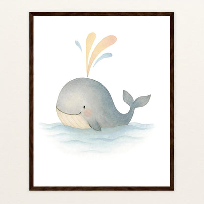 Willi der Wal - Motiv: "Freude" Poster mit Holzrahmen von tinylearner