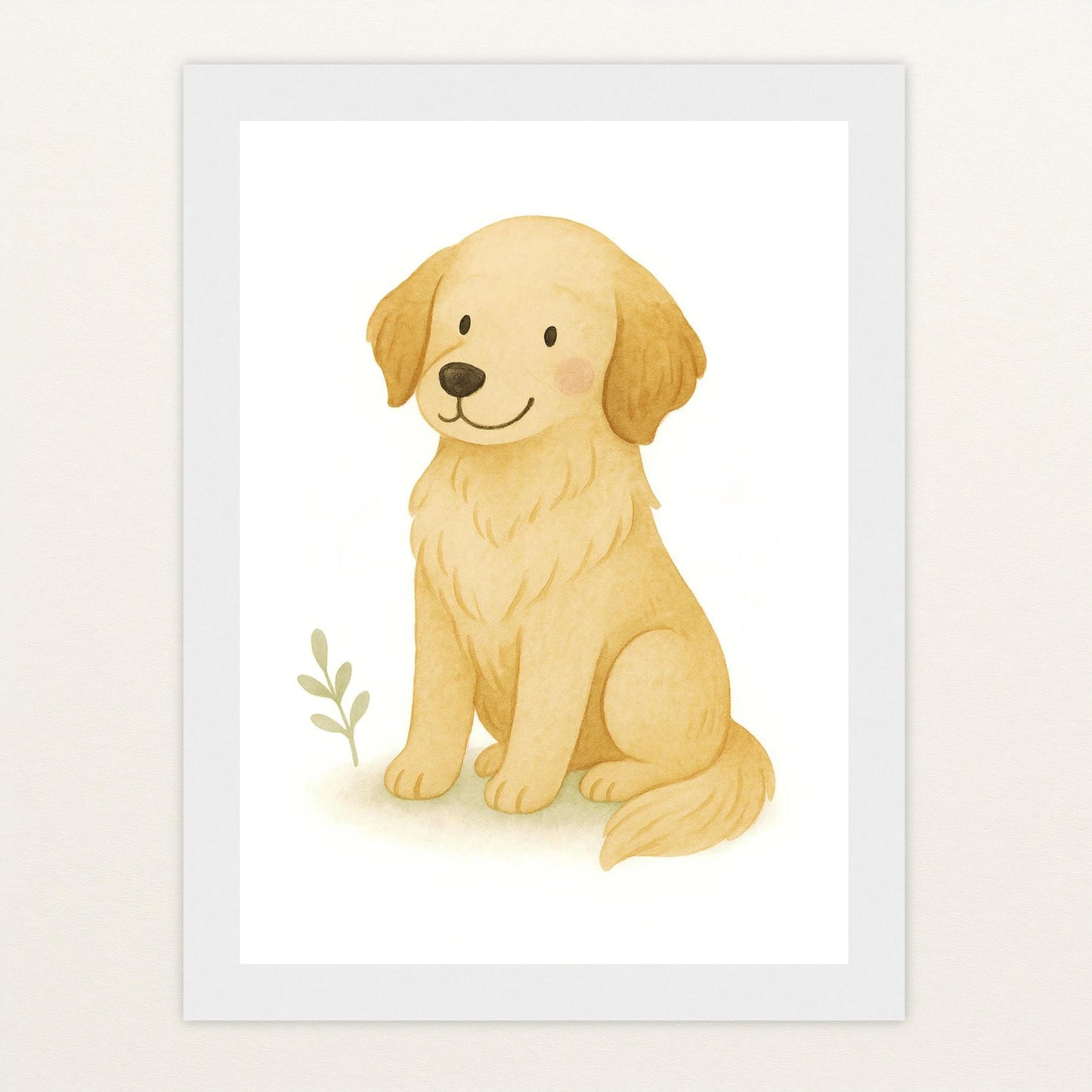 Hugo der Hund Poster mit Holzrahmen von tinylearner