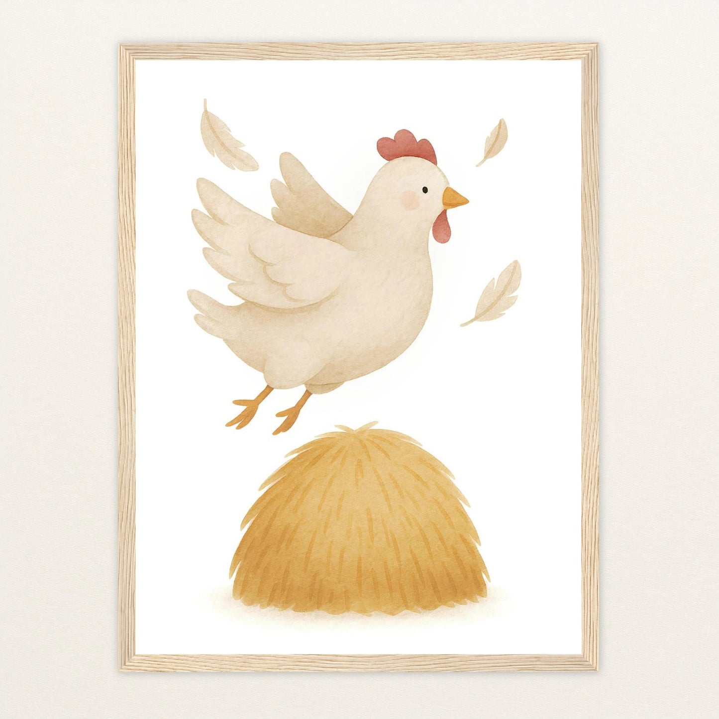 Hanni das Huhn - Motiv: "Heu" Poster mit Holzrahmen von tinylearner