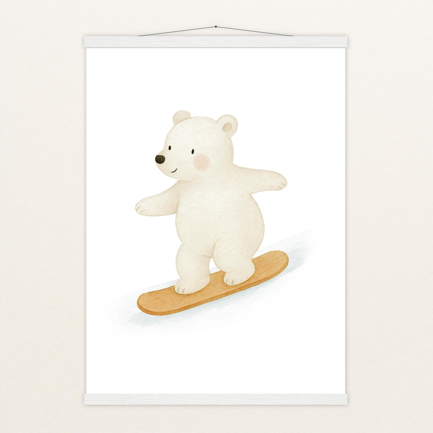 Pummel der Polarbär - Motiv: "Snowboard" Poster mit Leisten von tinylearner