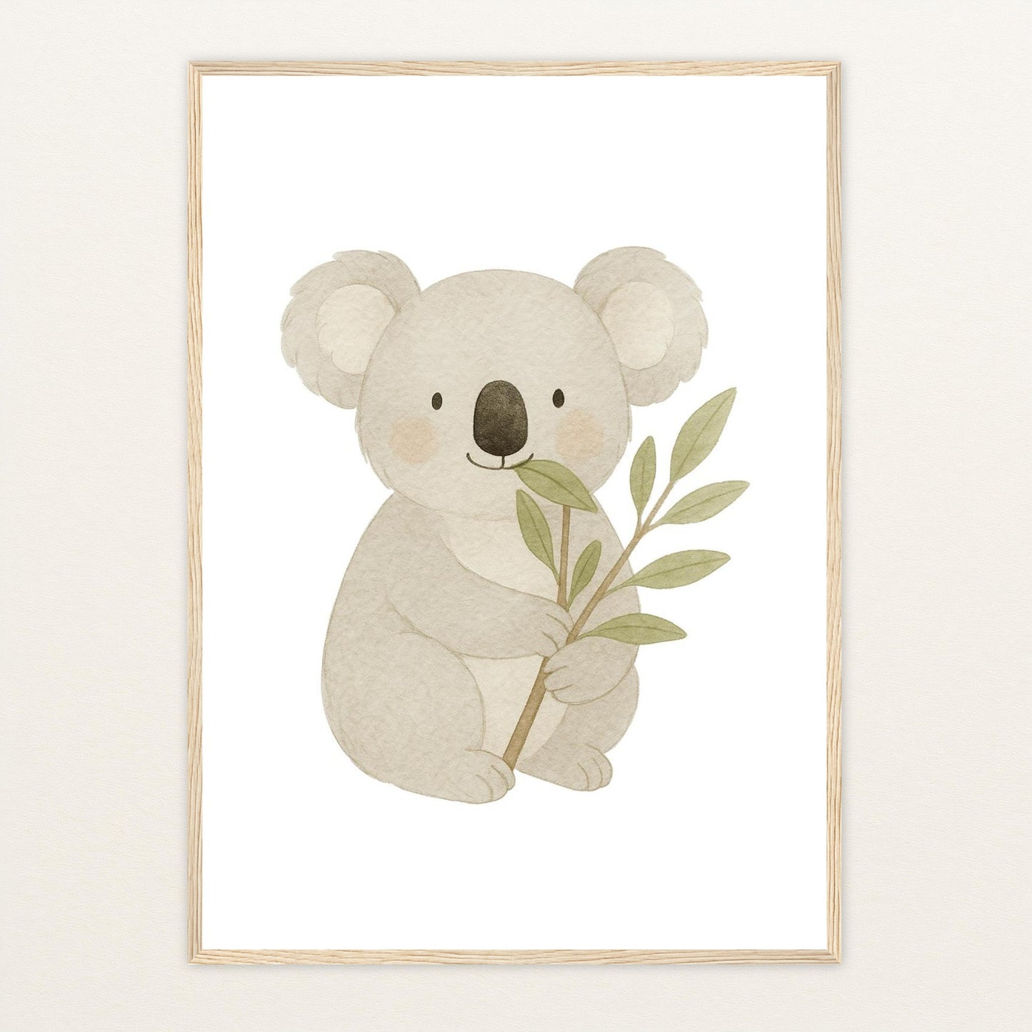 Kori der Koala - Motiv: "Eukalyptus" Poster mit Holzrahmen von tinylearner