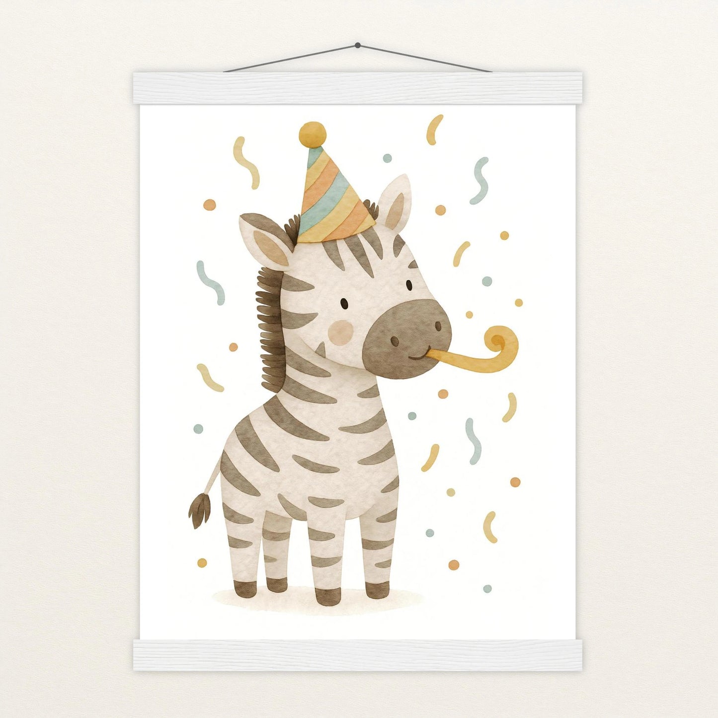 Zinni das Zebra - Motiv: "Party" Poster mit Leisten von tinylearner