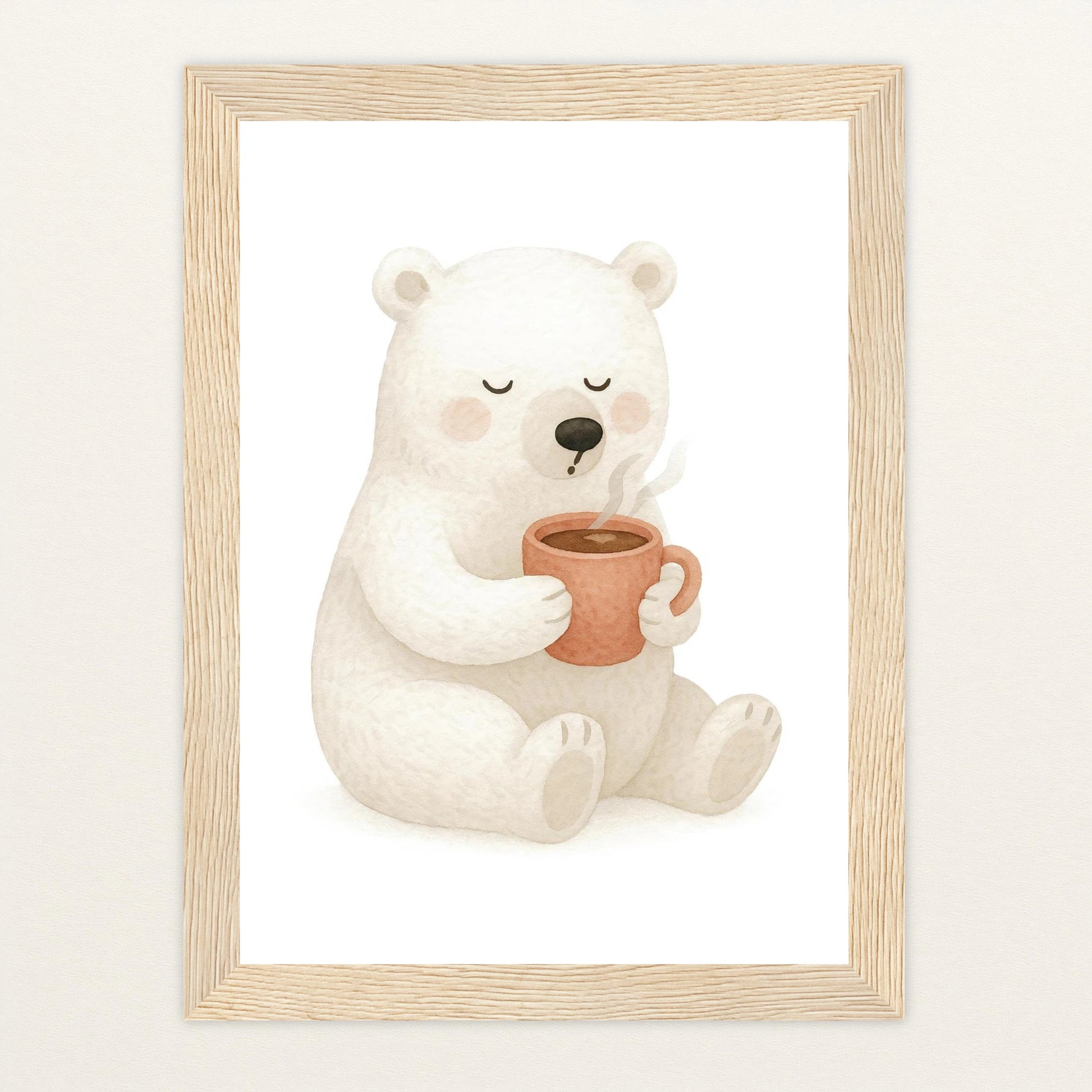 Pummel der Polarbär - Motiv: "Kakao" Poster mit Holzrahmen von tinylearner