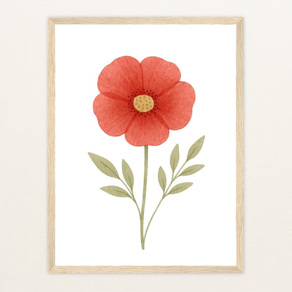 Mohnblume Poster mit Holzrahmen von tinylearner
