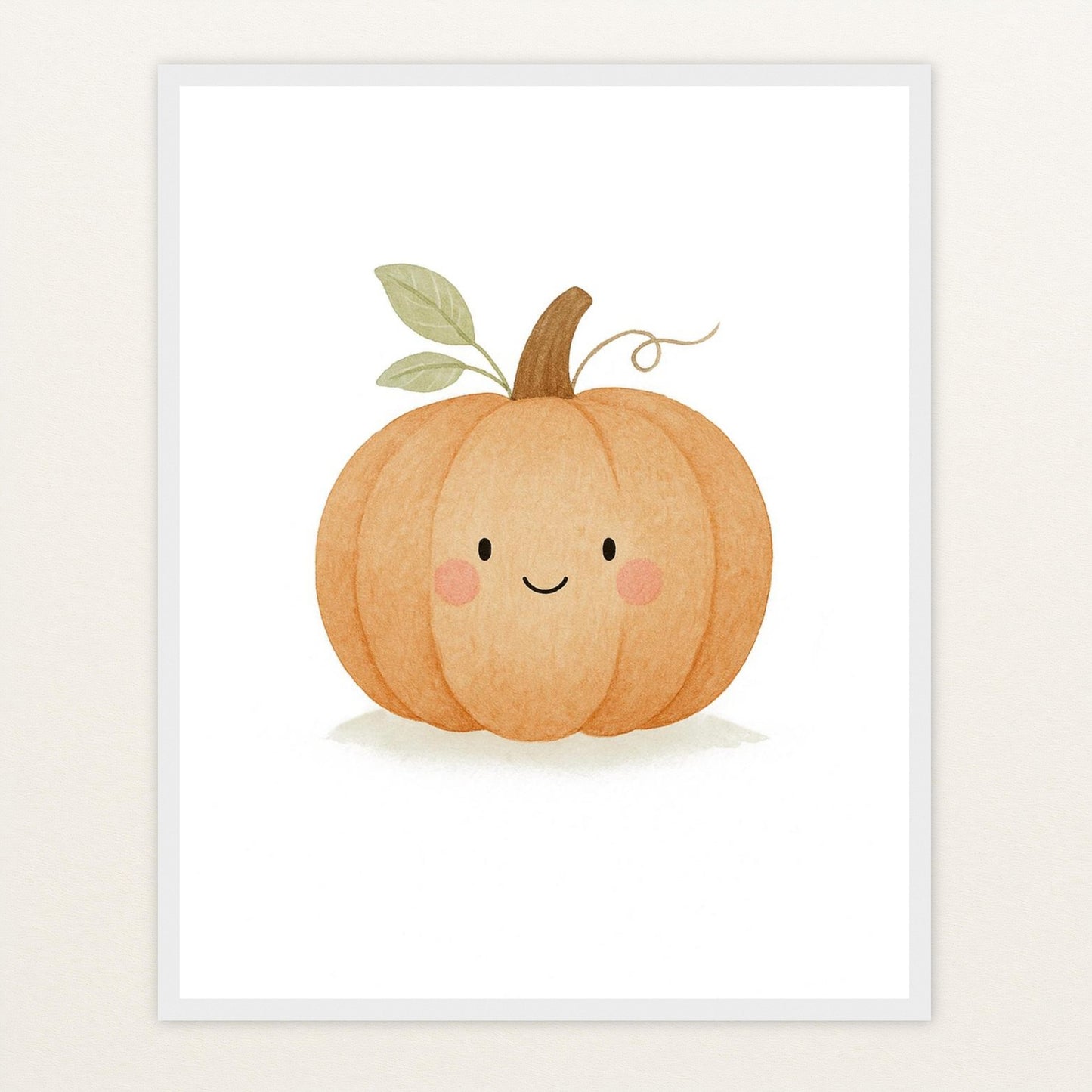 Gemüse: Kürbis Poster mit Holzrahmen von tinylearner