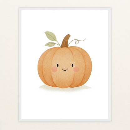 Gemüse: Kürbis Poster mit Holzrahmen von tinylearner