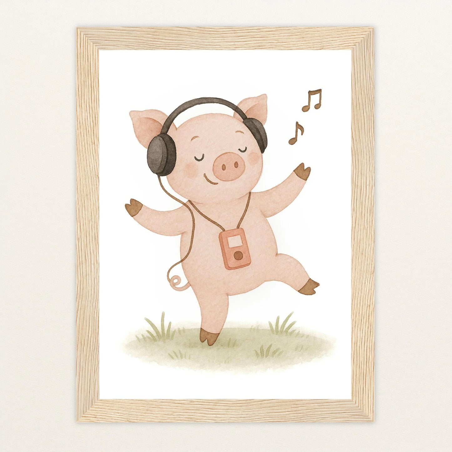 Susi das Schwein - Motiv: "Musik" Poster mit Holzrahmen von tinylearner