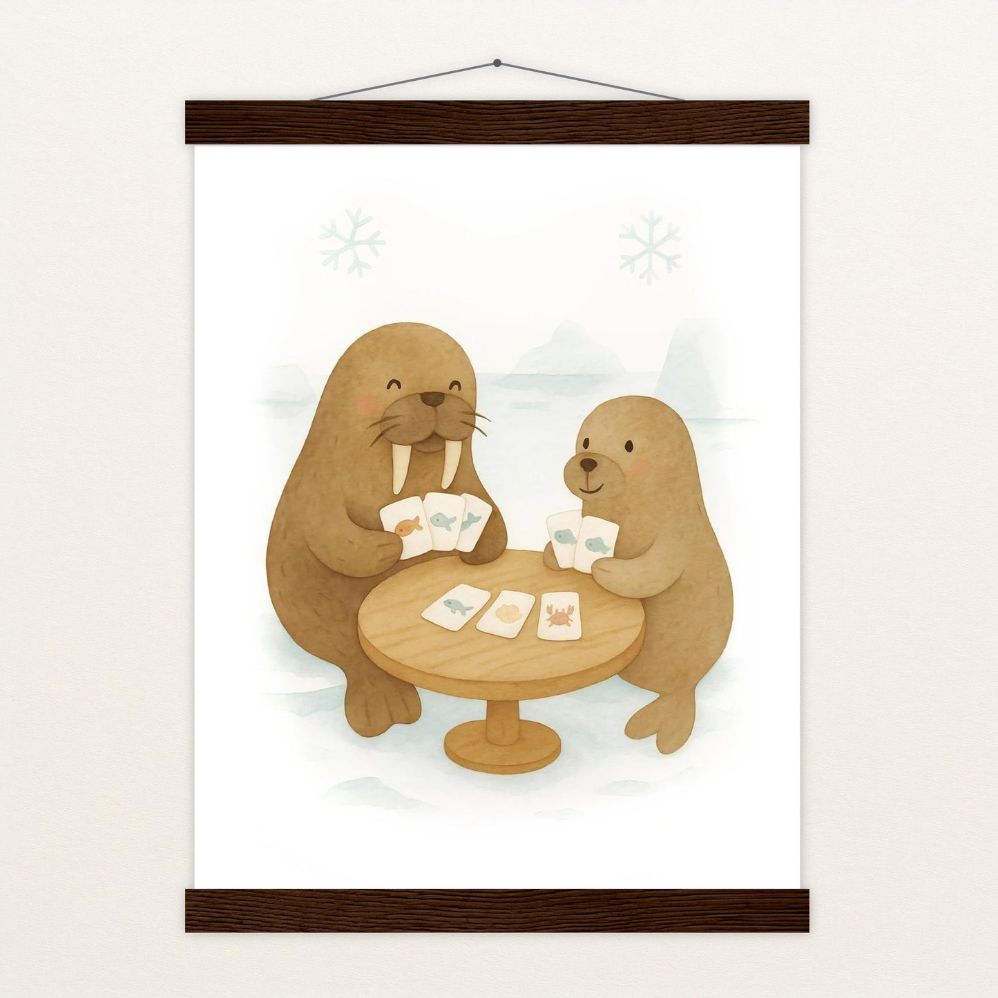 Wally das Walross - Motiv: "Kartenspiel" Poster mit Leisten von tinylearner