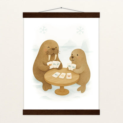 Wally das Walross - Motiv: "Kartenspiel" Poster mit Leisten von tinylearner