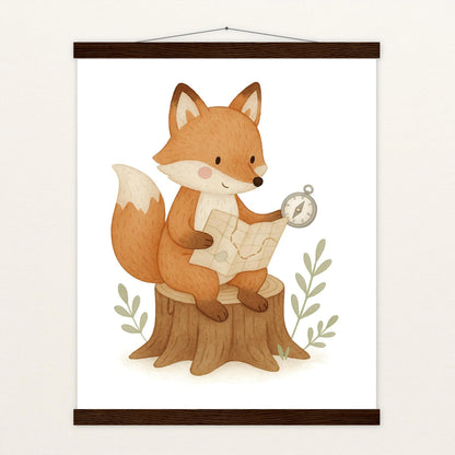 Finnegan der Fuchs - Motiv: "Abenteuerlust" Poster mit Leisten von tinylearner