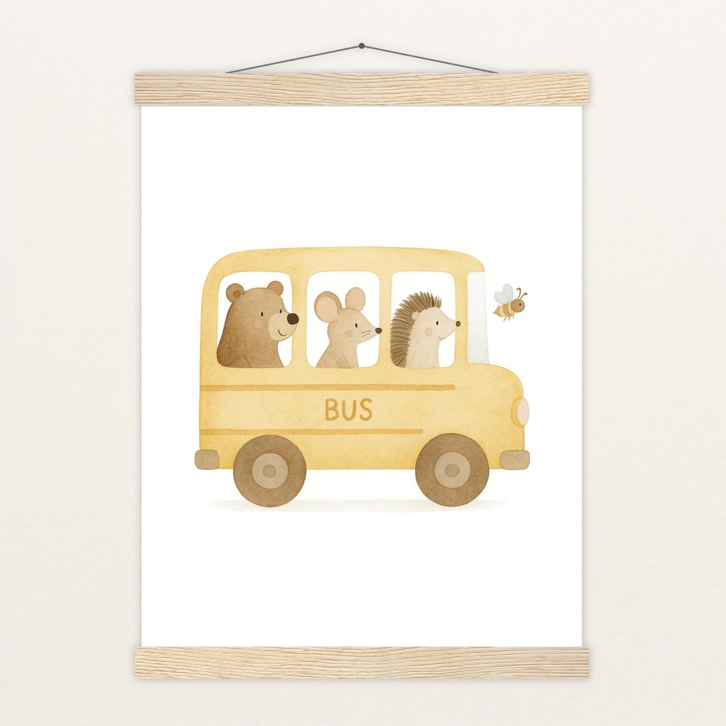 Tierfreunde - Motiv: "Schulbus" Poster mit Leisten von tinylearner