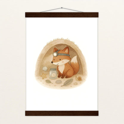 Finnegan der Fuchs - Motiv: "Höhle" Poster mit Leisten von tinylearner