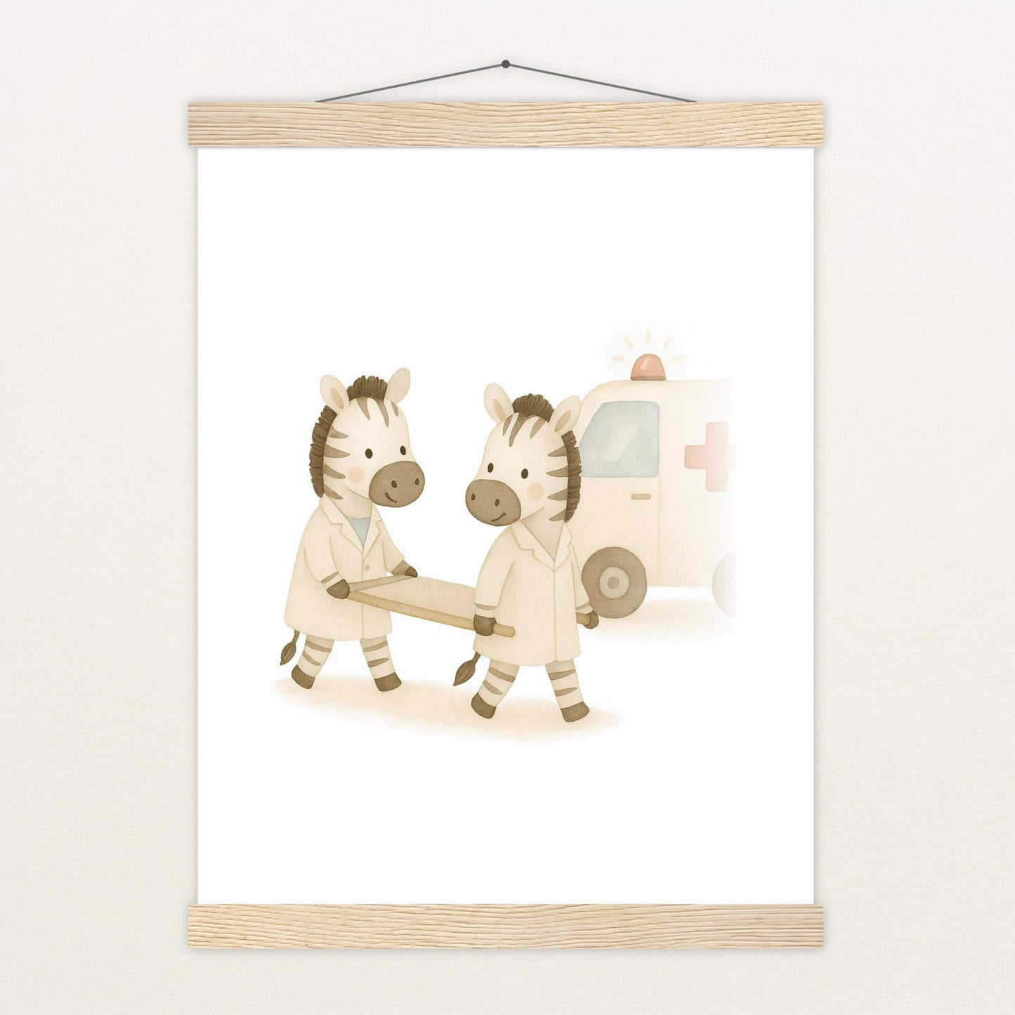 Zinni das Zebra - Motiv: "Krankenwagen" Poster mit Leisten von tinylearner