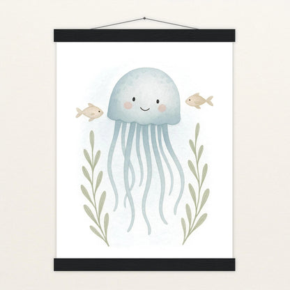 Quinn die Qualle Poster mit Leisten von tinylearner