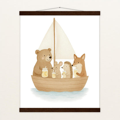 Tierfreunde - Motiv: "Segelschiff" Poster mit Leisten von tinylearner