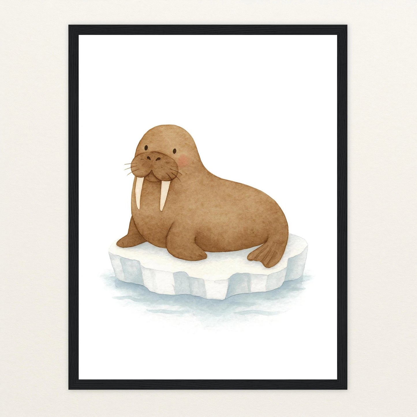 Wally das Walross Poster mit Holzrahmen von tinylearner