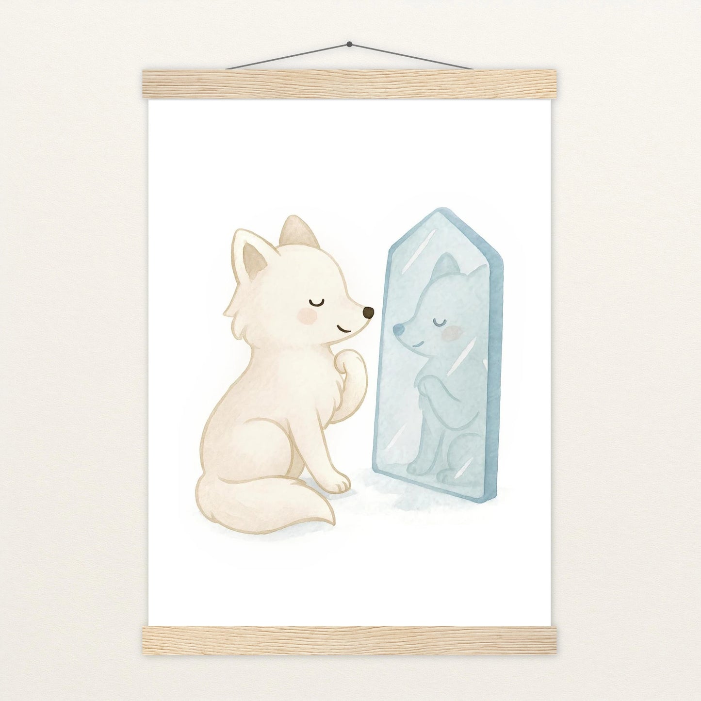 Pino der Polarfuchs - Motiv: "Spiegel" Poster mit Leisten von tinylearner