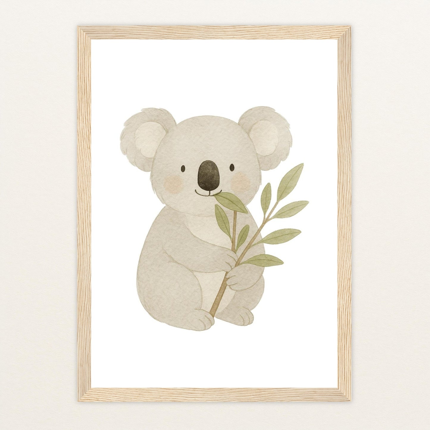 Kori der Koala - Motiv: "Eukalyptus" Poster mit Holzrahmen von tinylearner